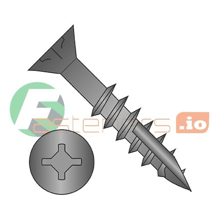 Newport Fasteners Wood Screw, #8, 1-5/8 in, Black Oxide Steel Flat Head Phillips Drive, 5000 PK 691056